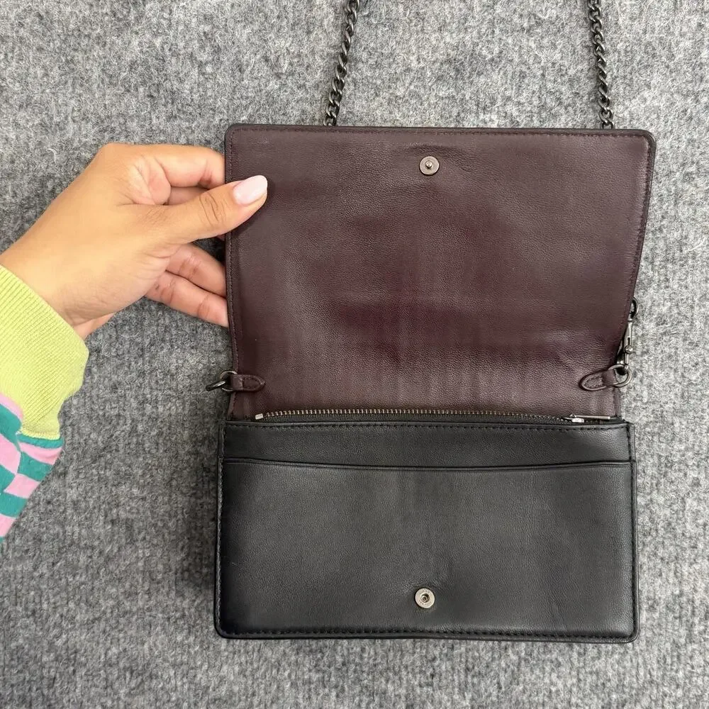 Coach 1941 Foldover Chain Clutch Crystal Star Embellishment In Black 31871 Chic